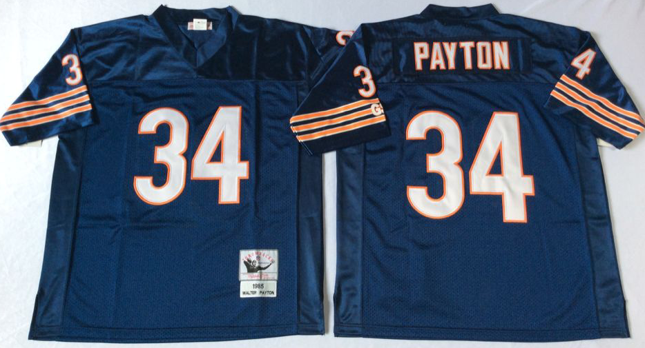 Men NFL Chicago Bears #34 Payton blue style2 Mitchell Ness jerseys->chicago bears->NFL Jersey
